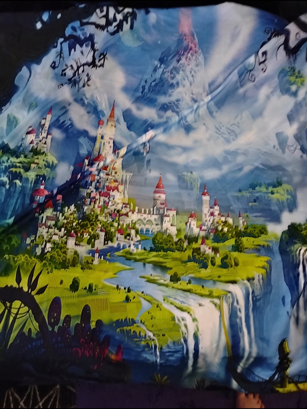Fantasy Castle Wall Art Print in Blue and Green by